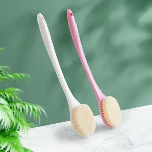 Long Handle Bath Brush Soft Bristle Exfoliating Back Scrubber Body Shower Brush With Hanging Hole For Bathroom Cleaning