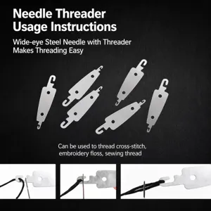 Stainless steel needle threader set, double ended sewing tool for embroidery crafts
