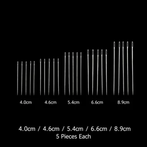 Big eye steel sewing needles set, various lengths from 4.0cm to 8.9cm, hand sewing tools.