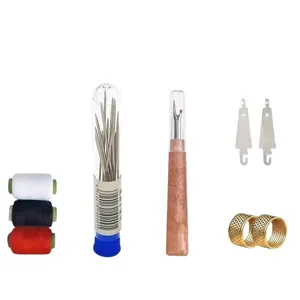 Comprehensive sewing kit set with threads, steel needles, seam ripper, and thimbles for crafts.
