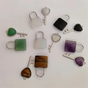 Naturstein Schlüssel Und Schloss Paar Anhänger Set Kristall Herz Schlüssel Anhänger Mode Schmuck Geschenk Zubehör