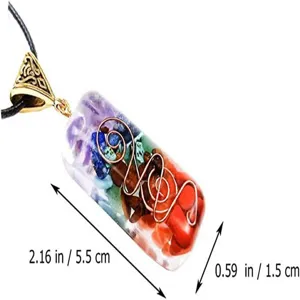 Detailed dimensions showing 5.5cm length and 1.5cm width of the 7 chakra stone pendant