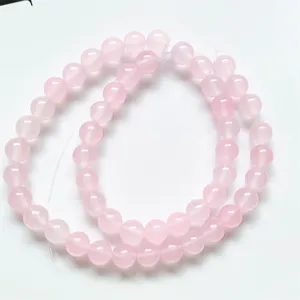 Hochwertige, durchscheinende rosa Chalcedon-Rundperlen für handgefertigten Schmuck