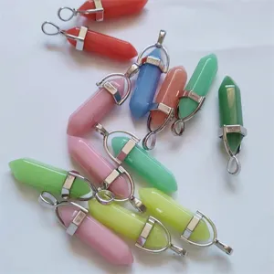 Pendentif pierre cristal prisme hexagonal coloré accessoire collier bijoux en gros lot