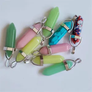 Pendentif colonne hexagonale en cristal collier accessoires bijoux DIY artisanat vue