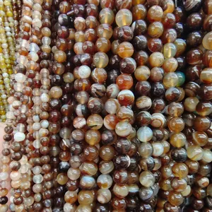 Natural striped agate loose round beads DIY jewelry making handmade craft necklace supplies