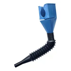 Embudo flexible para aceite de coche con abrazadera, herramienta de repostaje de plastico azul