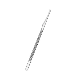 Stainless steel pedicure knife with Chinese style geometric pattern handle for dead skin.