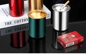 Stainless steel windproof ashtray creative funnel design desktop office home cigarette ash holder