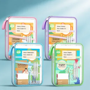 Transparent Mesh Document Bag L Shaped Subject Folder Large Capacity Zipper File Storage Bag Student Exam Handbag
