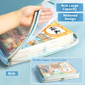 Transparent mesh file bag large capacity zipper document bag student exam storage bag