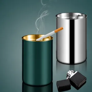 Stainless Steel Windproof Ashtray Modern Minimalist Funnel Anti-Ash Office Bedroom Desktop Metal Cigarette Ash Holder