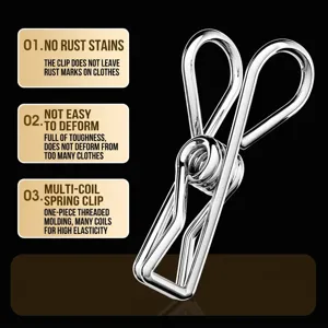 Heavy-duty stainless steel clothes clip and windproof sock peg for laundry drying