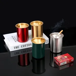 Stainless steel windproof ashtray creative retro funnel design for office home