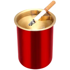 Stainless steel windproof ashtray red gold creative funnel design office home smokeless desktop decor