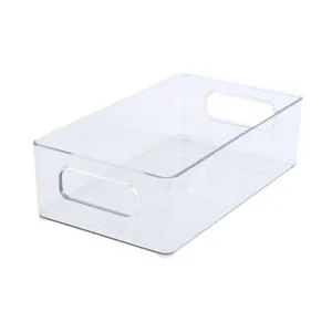 Clear acrylic storage box desktop organizer with handles for cosmetics snacks stationery