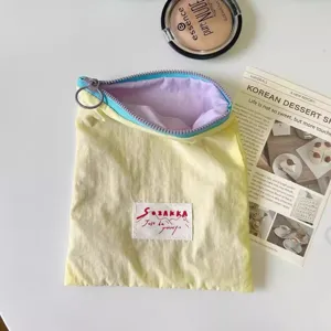 Portable makeup pouch macaron color matching cute cosmetic storage bag minimalist zipper bag