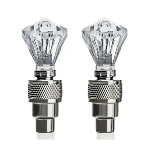 Kleurrijke LED bandenventieldoppen voor auto's en fietsen, diamant kristal wielvelg lampen.
