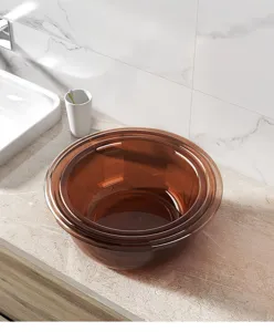 Transparent plastic wash basin, durable thickened round bowl for home and student dorm use.