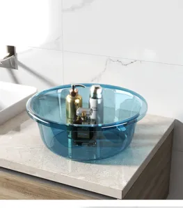 Transparent Plastic Washbasin Durable Round Face Basin for Bathroom Student Dormitory Household