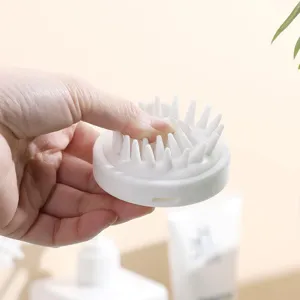 Silicone shampoo brush scalp massage tool hair washing comb for home bath shower use white color