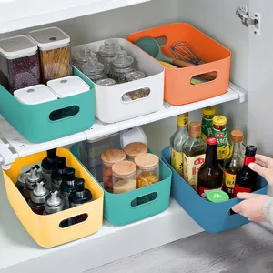 Panier de rangement en plastique et étagère organisateur de cuisine pour placard et bureau