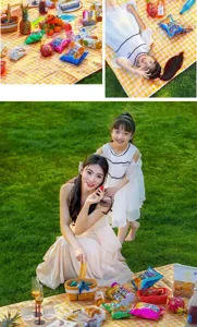 Waterproof yellow white plaid picnic mat outdoor camping spring outing waterproof grass mat.