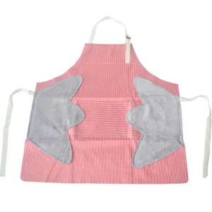 Wasserdichte Küchenschürze mit abwischbaren Handtüchern, rot-weiß gestreiftes Kochlätzchen für Damen.