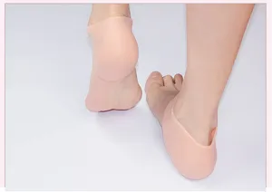 Silicone heel protector sleeve for dry cracked feet care, comfortable foot pain relief accessory.