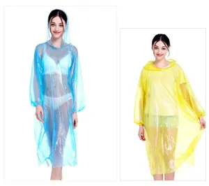 Imperméable jetable portable à capuche poncho transparent imperméable pour voyage en plein air