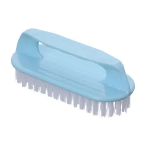 Blue plastic laundry cleaning brush with ergonomic handle and soft bristles