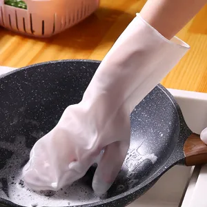 Guanti da pulizia in silicone impermeabili per uso domestico e lavaggio piatti.