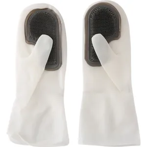 Guanti da pulizia in silicone multifunzionali impermeabili in gomma per lavare piatti bianco
