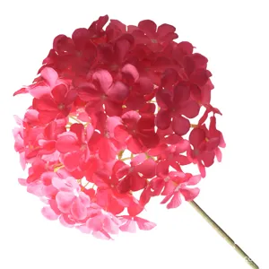 Enkele steel kunstmatige roze hortensia lolly bal bloem voor bruiloft decoratie