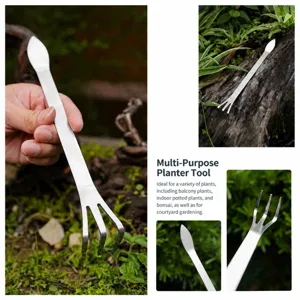 Rastrillo de bonsái de acero inoxidable, mini herramienta de jardinería para macetas.