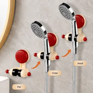 Adjustable suction shower head holder, punch-free wall mounted bathroom bracket for home.