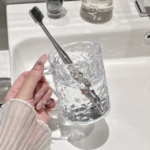 Transparent luxury mouthwash cup with toothbrush for home bathroom and daily use styling