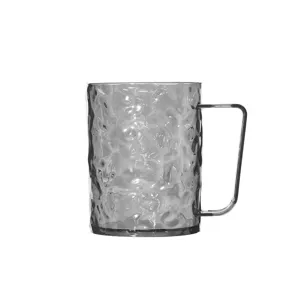Grey transparent textured mouthwash cup with metal handle for daily use main view
