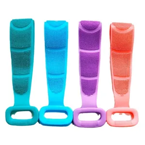 Silicone body scrubber long back bath towel for men and women daily shower and cleaning use.