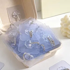 Ganchos de pared transparentes autoadhesivos, colgadores claros resistentes para cocina.