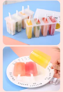 Haushalts DIY Eis am Stiel Form 4er Gitter Plastik Eislöffel Maker Küchenwerkzeug für Kinder.