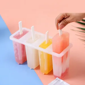 4-Faecher Eis am Stiel Form mit Stielen, transparenter DIY Eismacher fuer Kinder