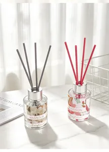 Duftstäbchen Set mit Glasflasche und bunten Rattan Stäben für Zuhause Schlafzimmer Büro Deko