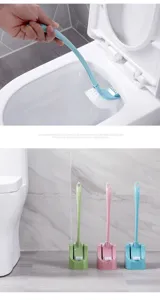 Set di scopino per WC a manico lungo con supporto, spazzola per pulizia bagno pratica e utile.