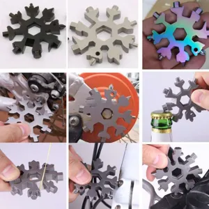 Clé flocon de neige multi-outils 18-en-1 portable EDC réparation vélo outil de poche.