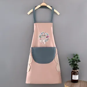 Waterdichte keukenschort voor dames en heren, schattig konijnontwerp met handdoeken en handige zakken.