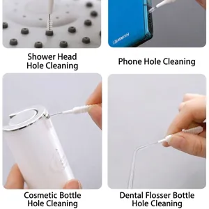 Multi-purpose small hole cleaning brush for shower heads and mobile phone ports