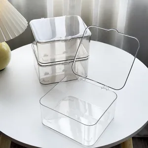 Boite de rangement de bureau en acrylique transparent organiseur cosmetique avec couvercle