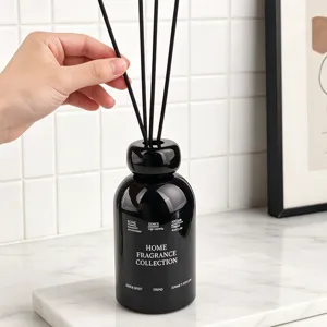 Moderne schwarze Glas Duftstäbchen 220ml mit Stäbchen, Raumduft Lufterfrischer Dekoration