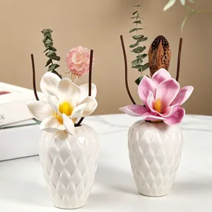 Difusor de Varillas de Cerámica Vintage con Flores Secas Set de Aromaterapia para Hogar Sala de Estar Baño Ambientador